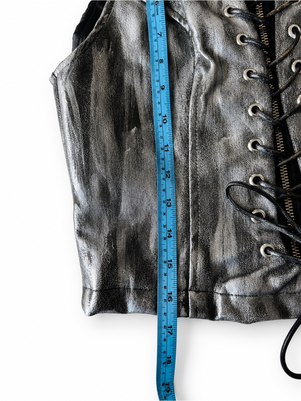 Fashion Nova Reworked Hand-Painted Faux Leather Corset Top - Picture 5 of 7